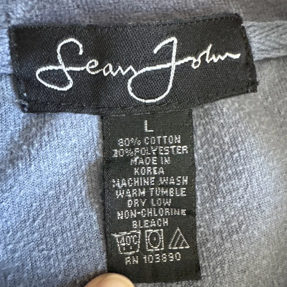 Vintage Y2K Sean John Velour‎ Track Jacket Mens Sz L Blue Baggy Hip Hop Zip Flaw